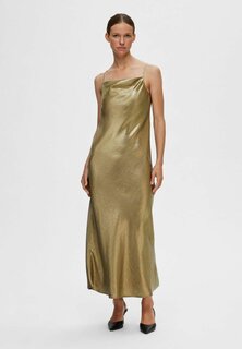 Длинное платье Selected Femme, золотого цвета