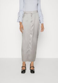 Юбка длинная SATIN PENCIL MAXI SKIRT Gina Tricot, серый