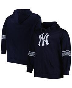 Женская темно-синяя толстовка с молнией во всю длину и логотипом New York Yankees темно-серого цвета (Heather Grey) Profile