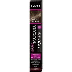Тушь для волос среднего коричневого цвета, мгновенное покрытие седины, 16 мл, Syoss