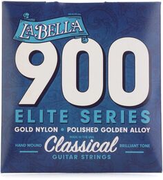 Струны для классической гитары La Bella 900 Golden из нейлона и полированного золотого сплава — среднее натяжение