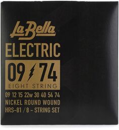 Никелевые струны для электрогитары La Bella HRS-81 — .009-.074, 8-струнные