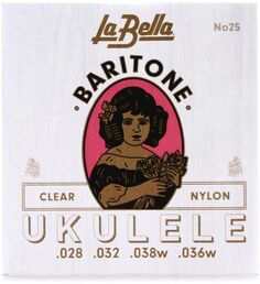 La Bella No. 25 прозрачные нейлоновые баритоновые струны для укулеле — .023-.032