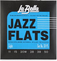 Струны для электрогитары La Bella 20PL Jazz Flats из нержавеющей стали с плоской обмоткой - легкие
