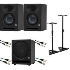 Новый комплект PreSonus Eris Studio 4 с 4,5-дюймовыми активными студийными мониторами и 10-дюймовым активным студийным сабвуфером