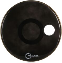 Портированный черный глянцевый пластик Aquarian Regulator для бас-барабана — 24 дюйма — со смещенным отверстием для порта