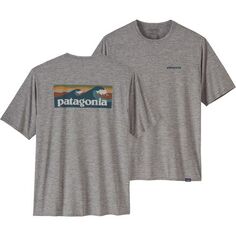 Capilene Cool повседневная рубашка с короткими рукавами и рисунком мужская Patagonia, цвет Boardshort Logo Abalone Blue/Feather Grey