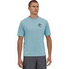 Capilene Cool повседневная рубашка с короткими рукавами и рисунком мужская Patagonia, цвет Defend Our Oceans/Fin Blue X-Dye