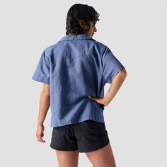 Текстурированная хлопковая рубашка на пуговицах с короткими рукавами женская Backcountry, цвет Vintage Indigo