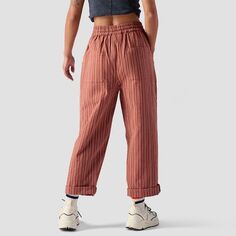 Текстурированные хлопковые брюки без застежки - женские Backcountry, цвет Coconut Shell Stripe
