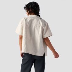Текстурированная хлопковая рубашка на пуговицах с короткими рукавами женская Backcountry, бежевый