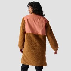 Длинное флисовое пальто из смешанной ткани женское Backcountry, цвет Brown Sugar/Tawny Orange/Fired Brick