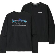 Домашняя футболка Responsibili с длинными рукавами Water Trout мужская Patagonia, черный