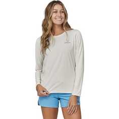 Рубашка Cap Cool Daily с длинными рукавами и рисунком – Water женская Patagonia, цвет Boardshort Logo Light Plume Grey/White