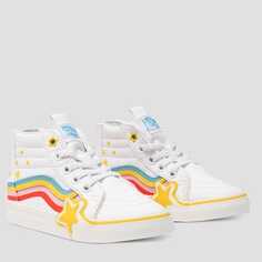 Туфли SK8-Hi Zip Rainbow Star — для малышей Vans, цвет Cobra Kai True White/Multi