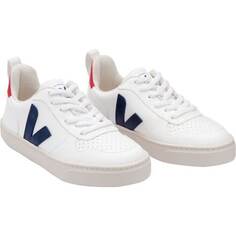 Кроссовки V-10 на шнуровке - детские Veja, цвет White Cobalt Pekin