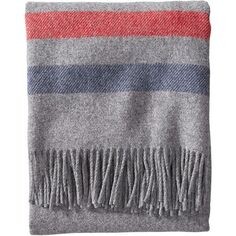 Моющееся шерстяное одеяло Eco-Wise с бахромой Pendleton, цвет Grey Stripe