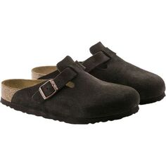 Узкие замшевые сабо Boston с мягкой стелькой женские Birkenstock, цвет Mocha Suede