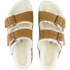 Сандалии на подкладке из овчины «Аризона» женские Birkenstock, цвет Mink/Natural Suede