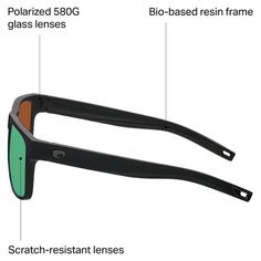 Поляризованные солнцезащитные очки Spearo 580G Costa, цвет Blackout Frame/Green Mirror