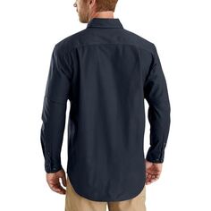 Рубашка Rugged Flex из плотной ткани с длинными рукавами средней плотности мужская Carhartt, темно-синий