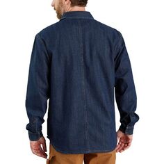Джинсовая флисовая куртка-рубашка свободного покроя с кнопками спереди мужская Carhartt, светло-голубой