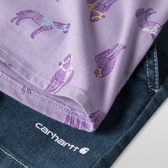 Футболка SS с принтом Horse и короткий джинсовый комплект — для девочек-подростков Carhartt, цвет Denim Medium Wash