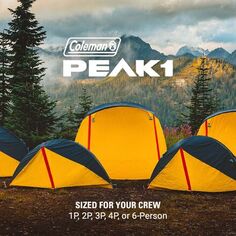 Туристическая палатка PEAK1: 1 человек, 3 сезона Coleman, темно-желтый