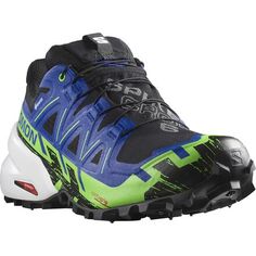 Кроссовки для бега по пересеченной местности Spikecross 6 GTX Salomon, цвет Black/Surf The Web/Green Gecko