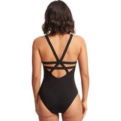 Цельный купальник Active Deep V Maillot — женский Seafolly, черный