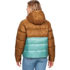 Куртка-пуховик Guides с капюшоном женская Marmot, цвет Hazel/Blue Agave