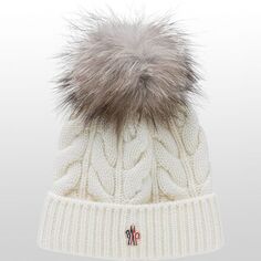 Кашемировая шапка-бини с помпонами - женская Moncler Grenoble, белый