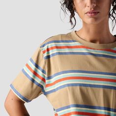 Полосатая футболка для всех занятий с короткими рукавами женская Stoic, цвет Kelp Stripe