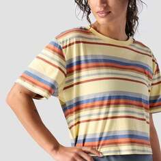 Полосатая футболка для всех занятий с короткими рукавами женская Stoic, цвет Mellow Yellow Stripe