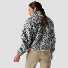 Флисовый пуловер со средним ворсом с принтом и молнией 1/4 — женский Stoic, цвет Black/White Abstract Print