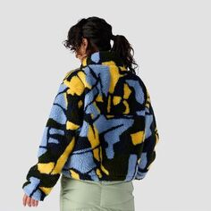 Флисовый пуловер с молнией 1/4 с принтом — женский Stoic, цвет Blue Geo Print