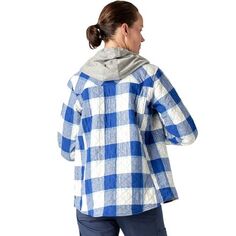 Фланелевая куртка-рубашка с капюшоном женская Dickies, цвет Surf Blue Campside Plaid