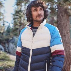 Пуховик Zurich Colorblock – мужской Marine Layer, цвет Burgundy/Navy Colorblock