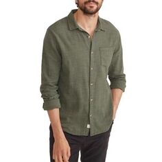Рубашка стрейч с кромкой и длинными рукавами в простую полоску GD мужская Marine Layer, цвет Olive Stripe