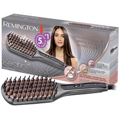 Выпрямитель для волос и щетка для сокращения времени укладки с кератиново-керамическим покрытием, обогащенным миндальным маслом, цифровой дисплей, 150-230°C - одиночный, Remington
