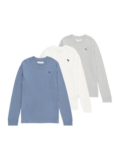 Рубашка Abercrombie &amp; Fitch, темно-синий/пыльный синий/пятнистый серый/белый