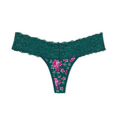 Трусики-стринги Victoria&apos;s Secret The Lacie Lace-Waist Cotton, темно-зеленый