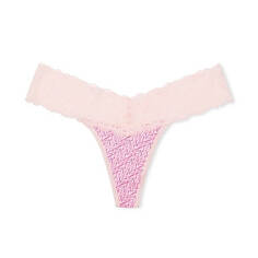 Трусики-стринги Victoria&apos;s Secret The Lacie Lace-Waist Cotton, розовый