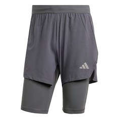 Обычные тренировочные брюки ADIDAS PERFORMANCE Heat.Rdy Hiit Elevated 2-In-1, светло-серый/темно-серый