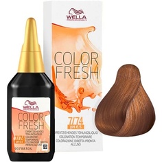Полуперманентная краска для волос Color Fresh № 7/74 Средний блондин Коричневый красный 75 мл, Wella