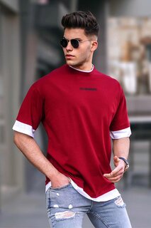 Мужская бордово-красная базовая футболка Oversize 5802 MADMEXT