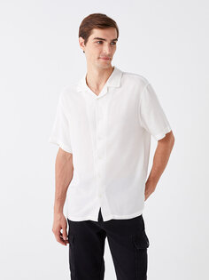 Мужская вискозная рубашка стандартного кроя с коротким рукавом LCW Casual, буксе белый