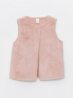 Плюшевый жилет для маленьких девочек с круглым вырезом LCW baby, матовый розовый