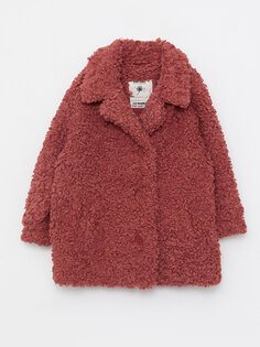 Плюшевое пальто для маленьких девочек с воротником-стойкой и длинными рукавами LCW baby, темно-розовый