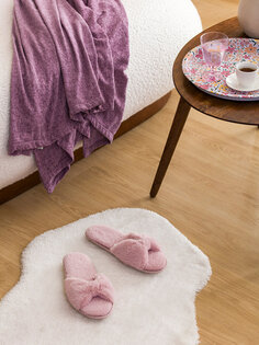 Плюшевые женские домашние тапочки в одинарную полоску LCW HOME, светло-розовый